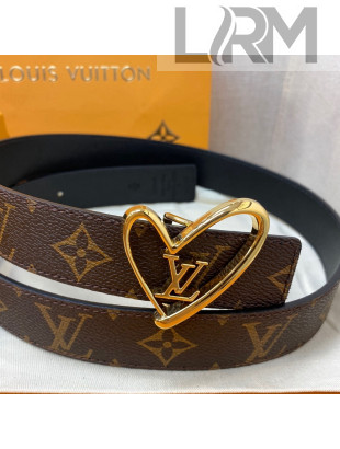 Louis Vuitton Monogram Canvas Belt 30mm with LV Heart Buckle Black/Gold 2021