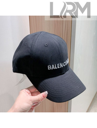 Balenciaga Logo Canvas Baseball Hat Black 2021 02