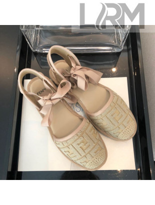 Fendi FF Laces Flat Espadrilles Beige 2020