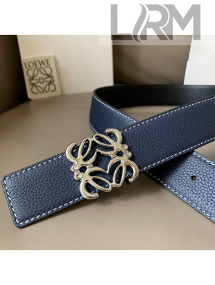 Loewe Grained Calfskin Belt 4cm Navy Blue 2021