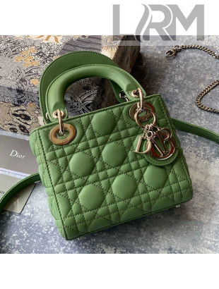 Dior Classic Lady Dior Lambskin Mini Bag Bright Green/Silver 2020