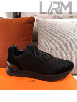 Hermes Patchwork Fabric Sneakers Black 2021 11 (For Women and Men)