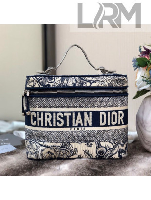 Dior DiorTravel Medium Vanity Case Bag in Blue Toile de Jouy Embroidery 2020