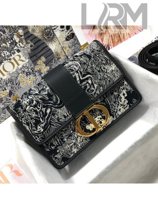 Dior 30 Montaigne Bag in Navy Blue Toile de Jouy Embroidery 2021 M9203