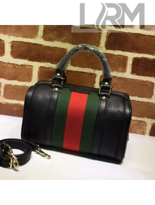 Gucci Small Vintage Leather Web Boston Bag 269876 Black 