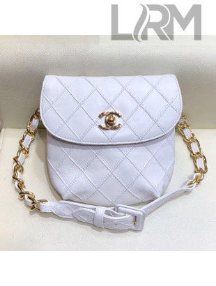 Chanel Vintage Quilted Lambskin Waist/Belt Bag A80063 White 2019