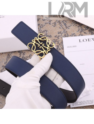 Loewe Grained Calfskin Belt 3.2cm Navy Blue 2021