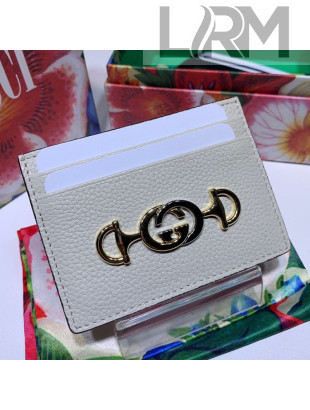 Gucci Zumi Grainy Leather Card Case 570679 White