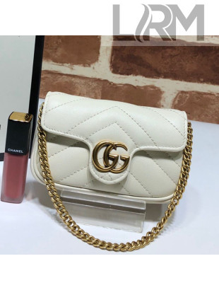 Gucci GG Marmont Matelassé Leather Chain Super Mini Bag 575161 White 2019