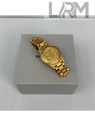 Balenciaga BB. Large Watch-Shaped Bracelet Gold 2021