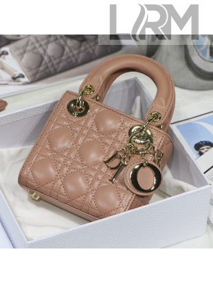 Dior Micro Lady Dior Bag in Nude Cannage Lambskin 2021 M6007 