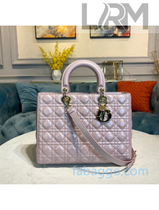 Dior Lady Dior Large Tote Bag in Shiny Pink Cannage Lambskin 2020