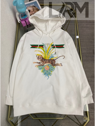 Gucci Tiger Web Hooded Sweatshirt White 2022 21