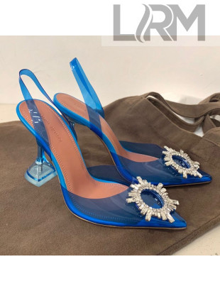 Amina Muaddi PVC Slingback Pumps 10cm Blue 2021