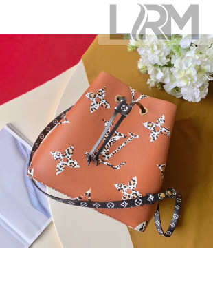 Louis Vuitton NéoNoé Bucket Bag in Animal Print Monogram M44717 Caramel Brown 2019