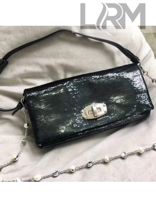 Miu Miu Crystal Sequin Shoulder Bag 5BD233 Black 2019