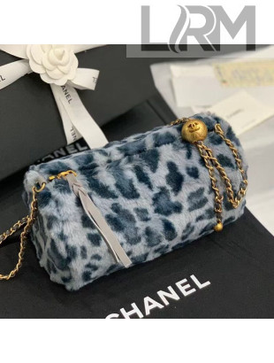 Chanel Leopard Print Small Bowling Bag with Metal Ball AS1899 Blue 2020