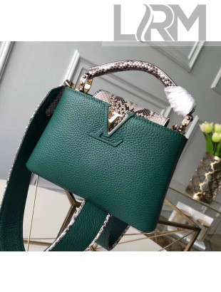 Louis Vuitton Taurillon & Python Leather Capucines MIni Top Handle Bag N95509 Green 2020