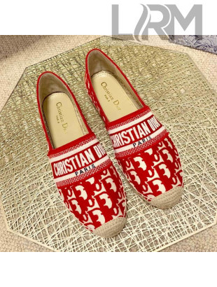 Dior Granville Espadrilles in Red Oblique Embroidered Cotton 2021