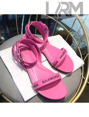 Balenciaga Allover Logo Round Flat Sandal Pink 2019