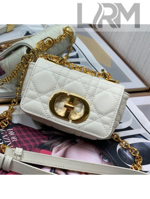 Dior Micro Caro Bag in White Supple Cannage Calfskin 2021