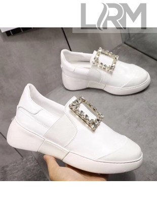 Roger Vivier Viv' Skate RV Broche Slip Ons Sneakers White 2020