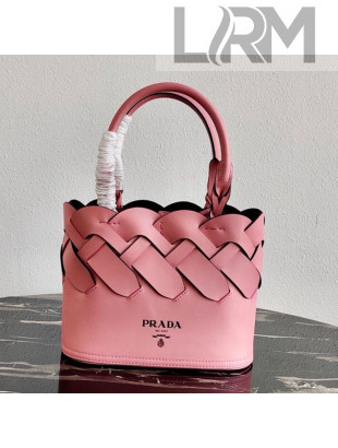 Prada Woven Leather Tress Tote Bag 1BG318 Pink 2020