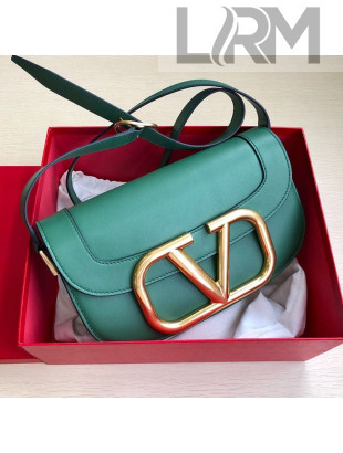 Valentino Supervee Calfskin Maxi-Logo Crossbody Bag 1011L Green 2020