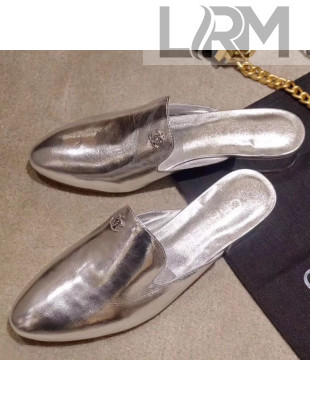 Chanel Flat Mules G34303 Silver 2019