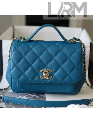 Chanel Quilted Grained Calfskin Mini Messenger Flap Top Handle Bag A93067 Blue 2019