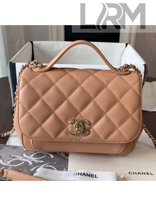 Chanel Quilted Grained Calfskin Mini Messenger Flap Top Handle Bag A93067 Caramel 2019