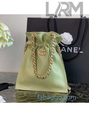 Chanel Quilted Soft Calfskin Drawstring Small Shopping Bag AS2169 Green 2020