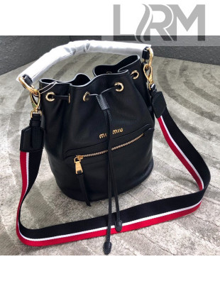 Miu Miu Leather Bucket Bag 5BE027 Black 2018