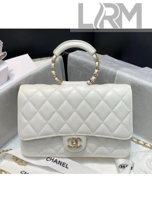 Chanel Lambskin Wallet on Chain With Round Handle AP1177 White 2020