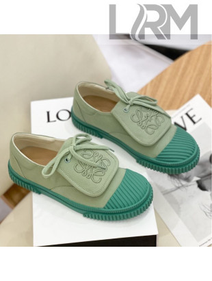 Loewe Canvas Sneakers with Embroidered Logo Green 2021