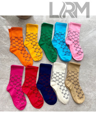 Gucci Multicolor GG Cotton Short Socks 10 Colors 2021