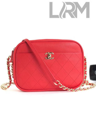 Chanel Lambskin Casual Trip Medium Camera Case Bag AS0140 Red 2019