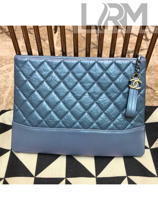 Chanel Quilted Iridescent Gabrielle Pouch Blue 2019