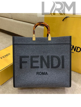 Fendi Large Sunshine Shopper Tote Bag in Grey Flannel 2020