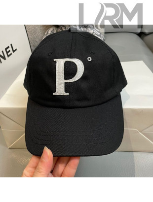 P Canvas Baseball Hat Black 2021