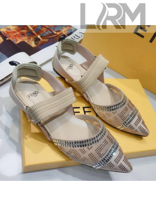 Fendi Colibrì Crystal Mesh Slingback Flat Shoe Nude 2020