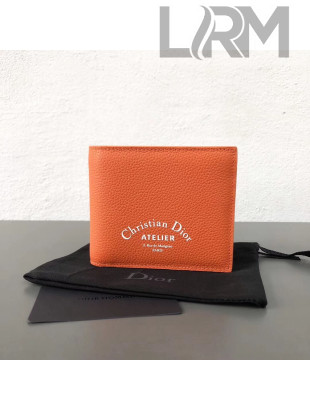 Dior Short Wallet in Orange Grianed Calfskin Autumn 2018