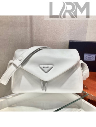 Prada Signaux Lambskin Shoulder Bag 1BC165 White 2021