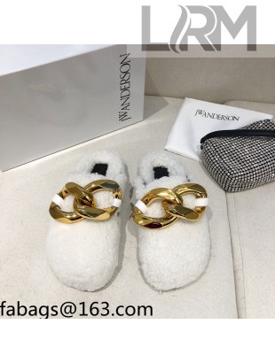 JW Anderson Shearling Chain Mules White 2021 1116109