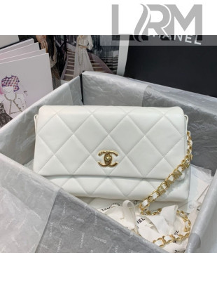 Chanel Quilted Lambskin Flap Bag AS2300 White 2020