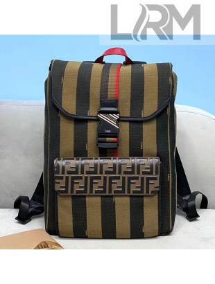 Fendi Men's Striped Backpack Brown/Black 2021