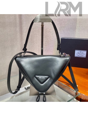 Prada Signaux Leather Triangle Mini Bag 1BA315 Black 2021