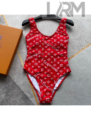 Louis Vuitton Monogram One-Piece Swimwear LVS16 Red 2021