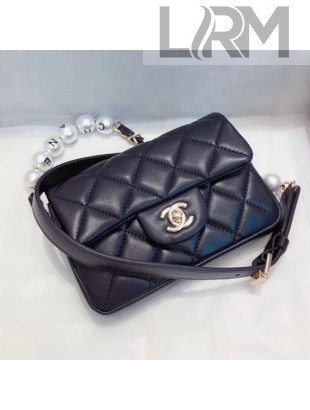 Chanel Quilted Leather Flap Waist Bag with Pearl Strap AP1122 Black 2020