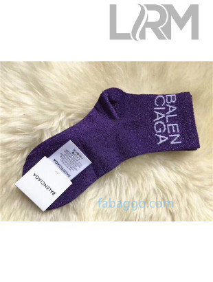 Balenciaga Logo Short Socks Purple 07 2020